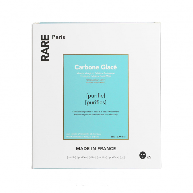 Очищающая тканевая маска для лица Carbone Glace, 23 мл RARE PARIS